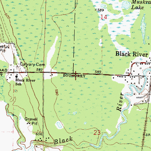 Topographic Map of Black River Post Office, MI