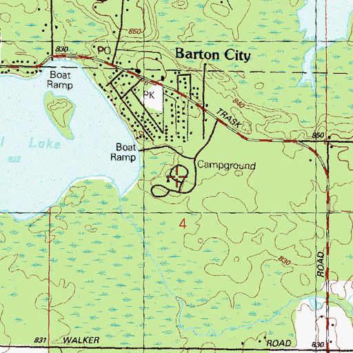 Topographic Map of Jewell Lake Campground, MI
