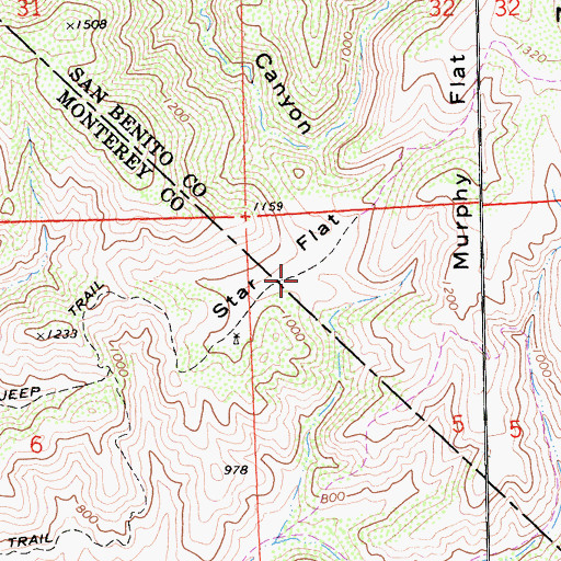 Topographic Map of Star Flat, CA