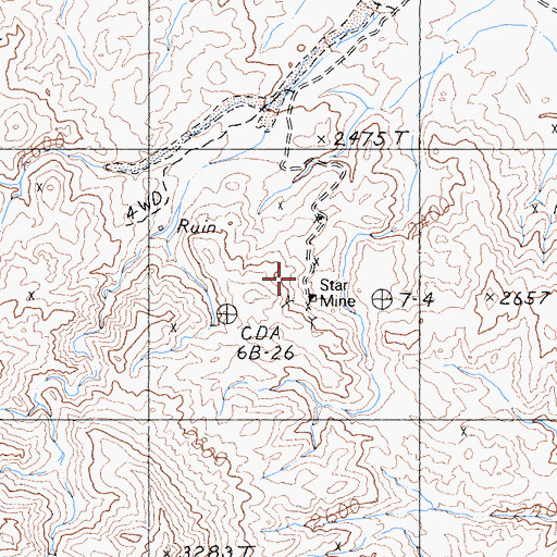 Topographic Map of Star Mine, CA