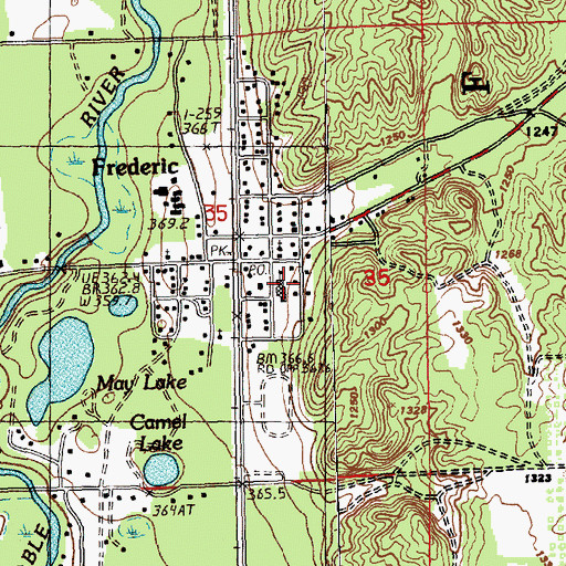 Topographic Map of Frederic Elementary School, MI