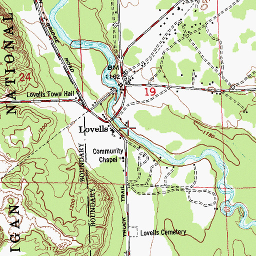 Topographic Map of Lovells Station (historical), MI