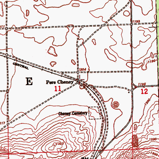 Topographic Map of Pere Cheney Post Office (historical), MI