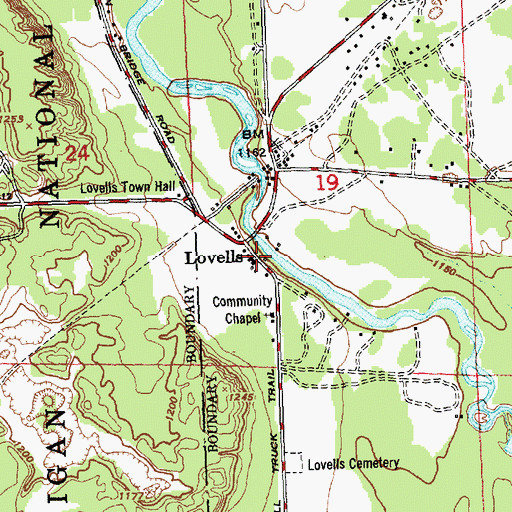 Topographic Map of Lovells Post Office (historical), MI