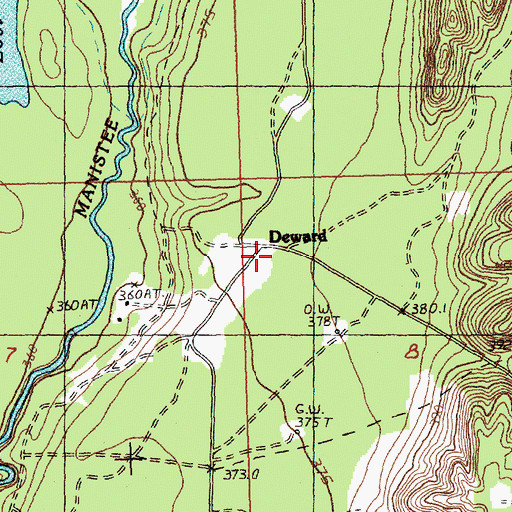 Topographic Map of Deward Post Office (historical), MI