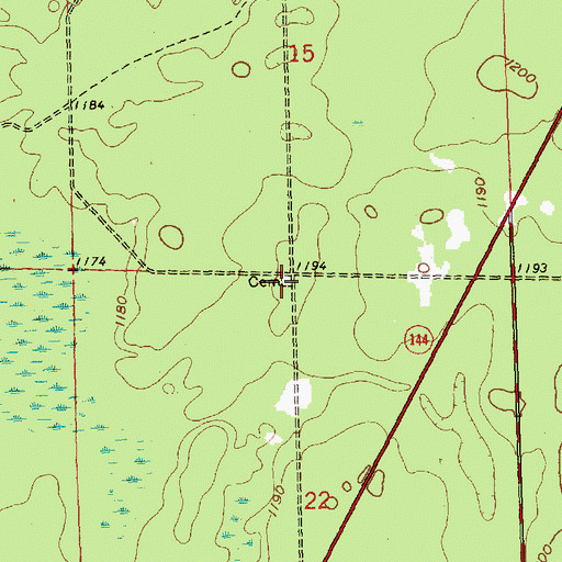Topographic Map of Ball Cemetery, MI