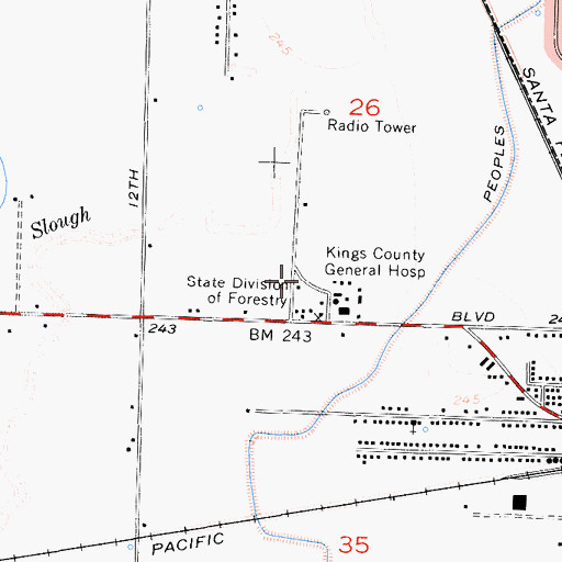 Topographic Map of State Division of Forestry, CA