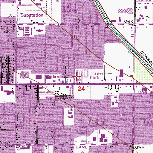 Topographic Map of Paradise Palms Trailer Resorts, AZ