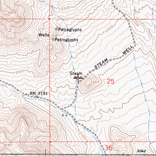 Topographic Map of Steam Well, CA