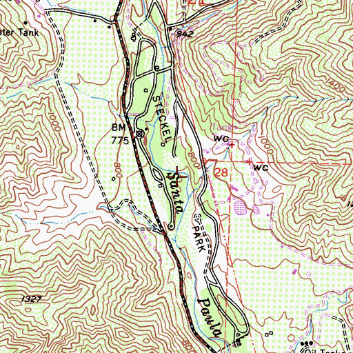 Topographic Map of Steckel Park, CA
