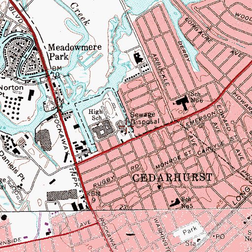 Topographic Map of Cedarhurst Sewage Treatment Works, NY