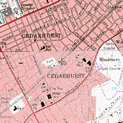 Topographic Map of Cedarhurst Village Hall, NY