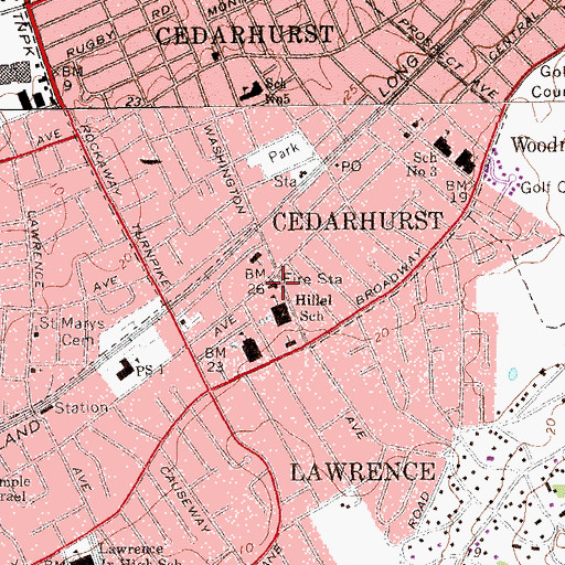Topographic Map of Lawrence Cedarhurst Fire Department, NY