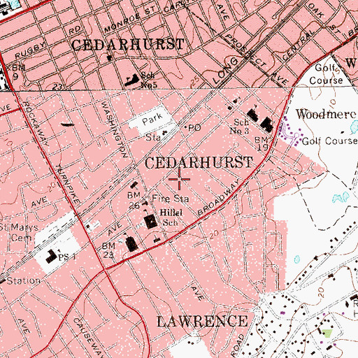 Topographic Map of Central Theatre, NY