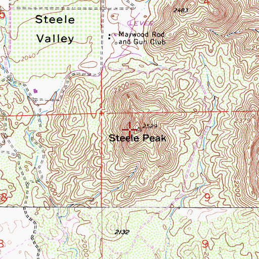 Topographic Map of Steele Peak, CA