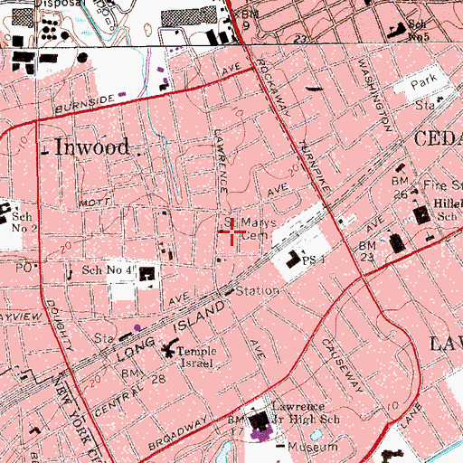Topographic Map of First Baptist Church, NY