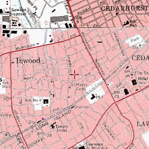 Topographic Map of Five Towns Community House, NY