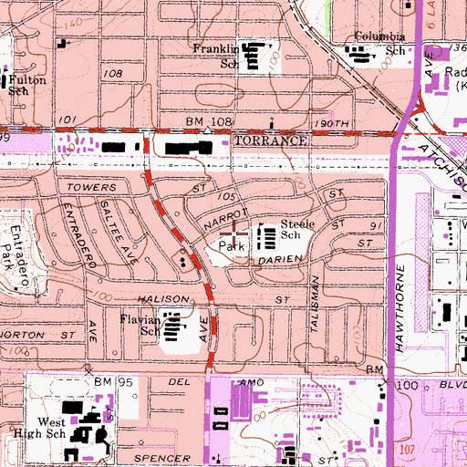 Topographic Map of Steele Elementary School (historical), CA