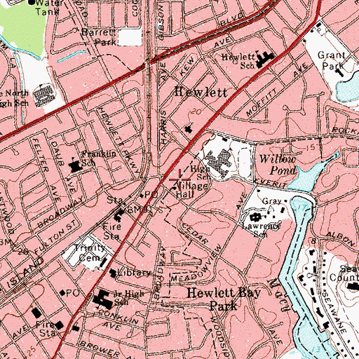 Topographic Map of Hewlett Shopping Center, NY