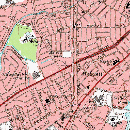 Topographic Map of Peninsula Shopping Center, NY