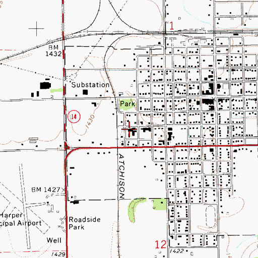 Topographic Map of Harper Hospital District Five, KS