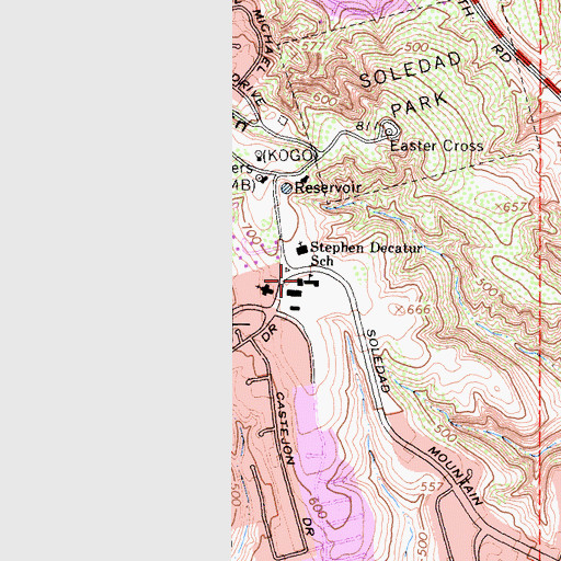 Topographic Map of Stephen Decatur School, CA