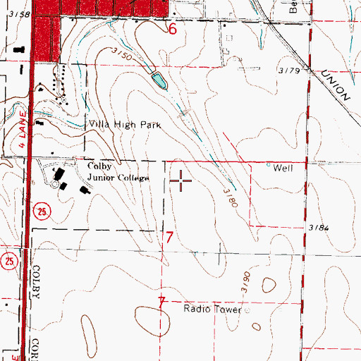 Topographic Map of Citizens Medical Center, KS