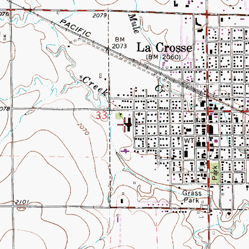 Topographic Map of Rush County Memorial Hospital, KS