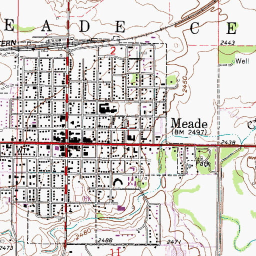 Topographic Map of Meade District Hospital, KS