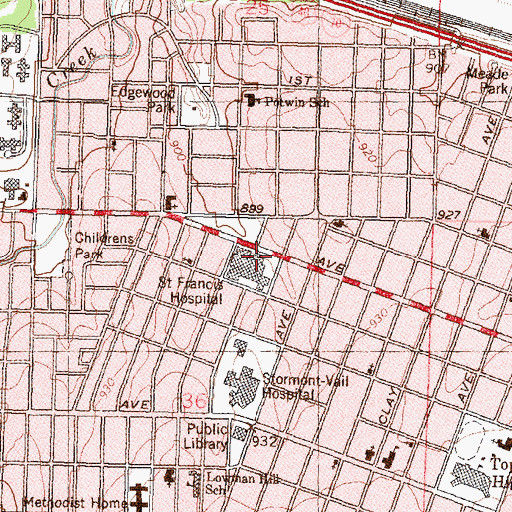 Topographic Map of Select Specialty Hospital, KS