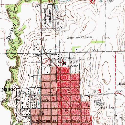Topographic Map of Clay County Medical Center, KS