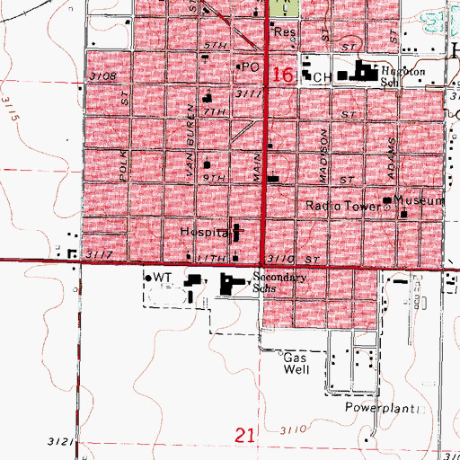 Topographic Map of Stevens County Hospital, KS