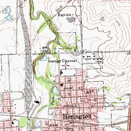 Topographic Map of Herington Municipal Hospital, KS