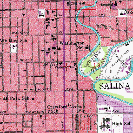 Topographic Map of Salina Surgical Hospital, KS