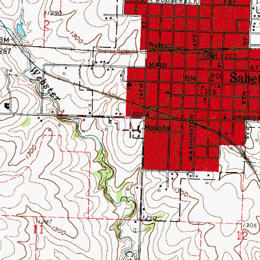Topographic Map of Sabetha Community Hospital, KS