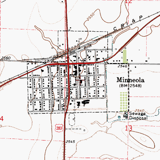 Topographic Map of Minneola District Hospital, KS
