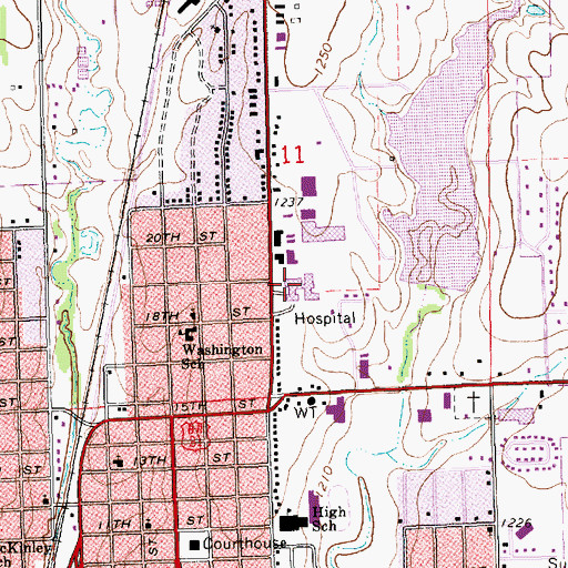 Topographic Map of Sumner Regional Medical Center, KS