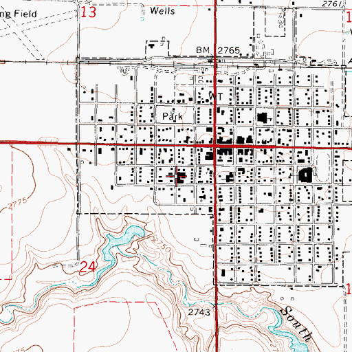 Topographic Map of Lane County Hospital, KS