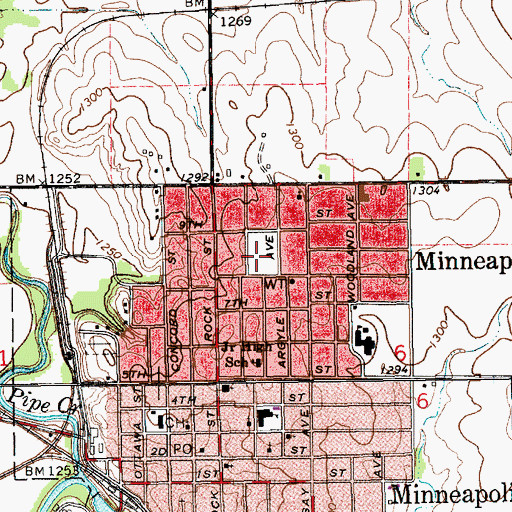 Topographic Map of Ottawa County Health Center, KS