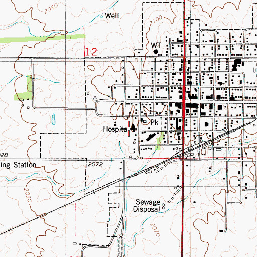 Topographic Map of Comanche County Hospital, KS