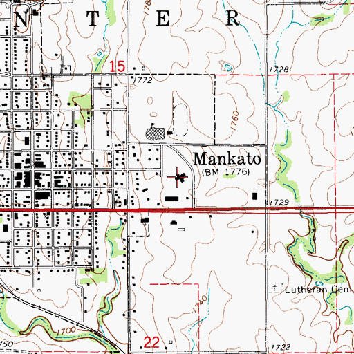 Topographic Map of Jewell County Hospital, KS
