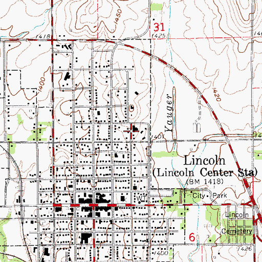 Topographic Map of Lincoln County Hospital, KS