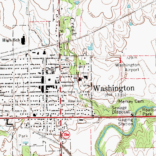 Topographic Map of Washington County Hospital, KS