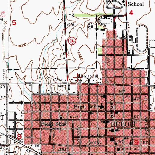Topographic Map of Mitchell County Hospital Health Systems, KS