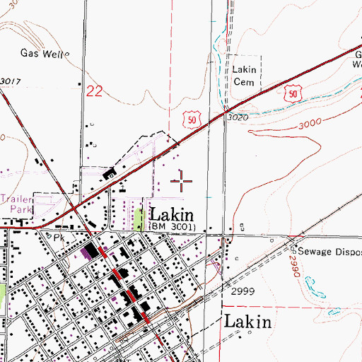 Topographic Map of Kearny County Hospital, KS