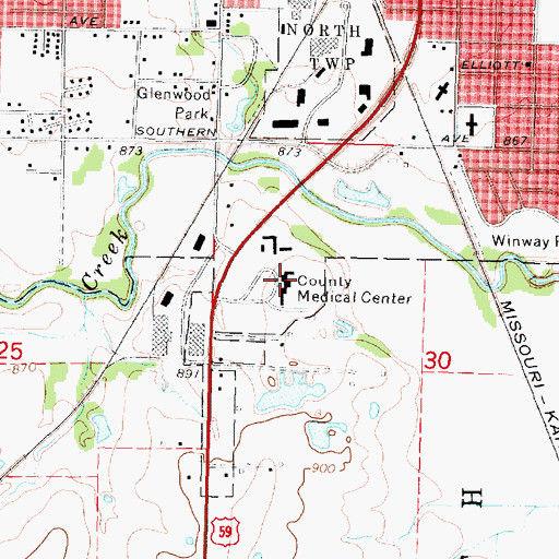 Topographic Map of Labette Health, KS