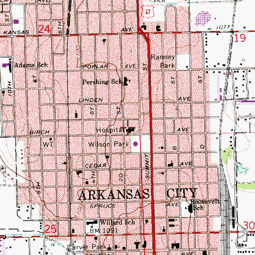Topographic Map of South Central Kansas Regional Medical Center, KS