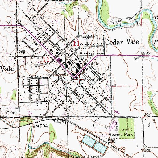 Topographic Map of Cedar Vale Community Hospital, KS