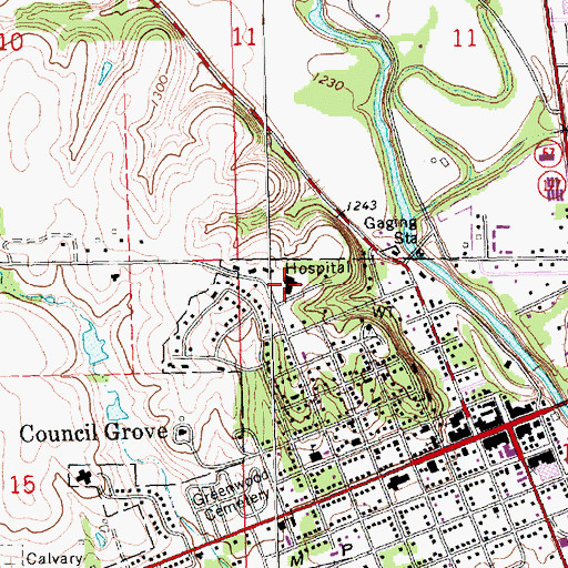 Topographic Map of Morris County Hospital, KS