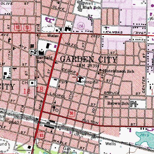 Topographic Map of Saint Catherine Hospital, KS